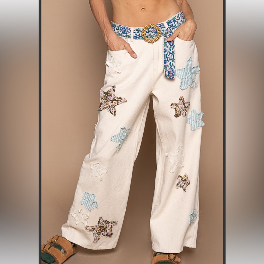 POL Blush Pink Wide-Leg Star Appliqué Pants - Picture 4 of 8